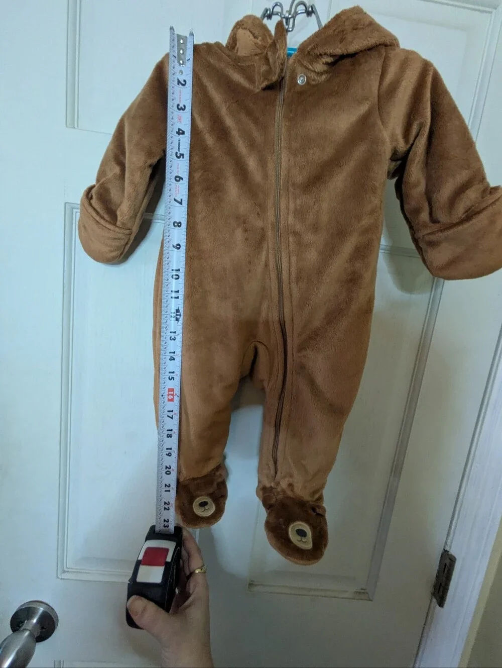 Carter's Brown Plush Hooded Baby One-Piece with Bear Feet And Bear Ears